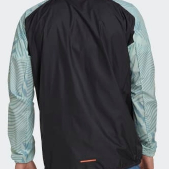 adidas Terrex Trail Running Printed Wind Jacket Linen Green Magic Grey - Picture 3 of 8